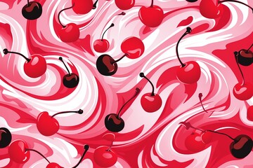 Vivid cherry color, dynamic seamless pattern, vector graphic ideal for decorative wall paper ,  vector and illustrations