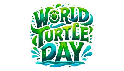 Naklejka premium World turtle day is a day to celebrate turtles. The logo is green and blue and has a turtle on it