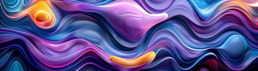 An abstract painting featuring a wave of vibrant colors blending and flowing across the canvas in a dynamic and energetic manner