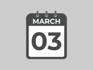 March3 calendar reminder. 3 Marchdaily calendar icon template. Calendar 3 Marchicon Design template. Vector illustration
