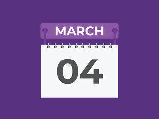 Obraz premium March4 calendar reminder. 4 Marchdaily calendar icon template. Calendar 4 Marchicon Design template. Vector illustration 
