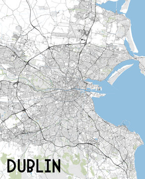 Dublin, Ireland map poster art