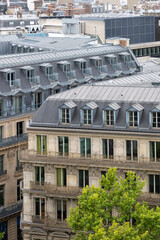 Panoramic view of the city center and traditional buildings of Paris, Tour Eiffel and Opera...