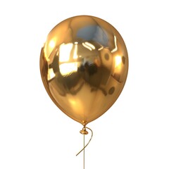 golden balloon isolated on white background genrative AI, Gleaming Gold Helium Balloon A Birthday Celebration Soars for 7