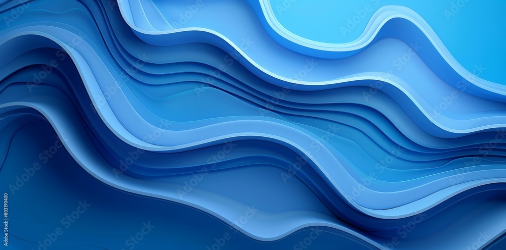 Wall mural an abstract composition featuring various shades of blue and wavy shapes