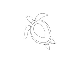 Continuous line drawing of sea turtle. One line of sea turtle. Marine animal concept continuous line art. Editable outline.