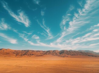 Naklejka premium Desert landscape with blue sky and clouds