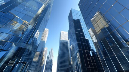 Modern Skyscrapers Against Blue Sky