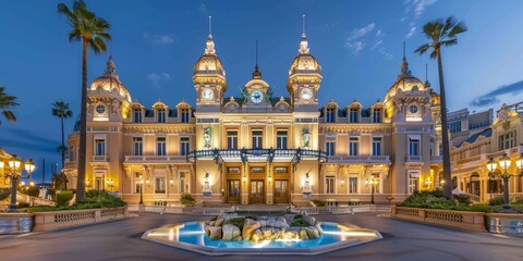 European-style architecture, luxury hotels and casinos in Monte Carlo, Monaco