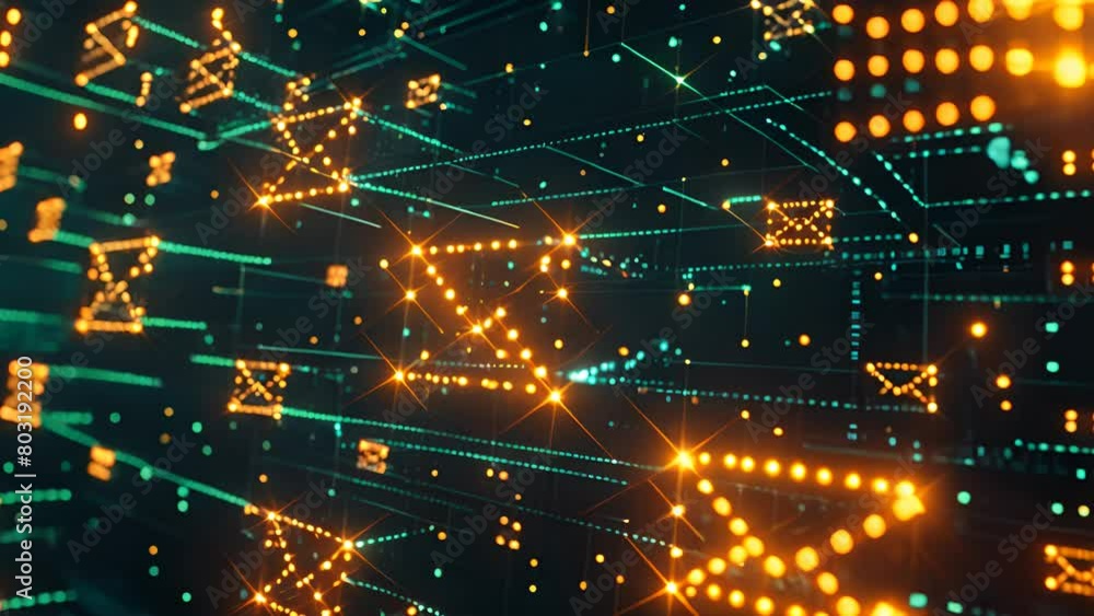 Poster intricate network of glowing connections representing a secure digital environment for online corres