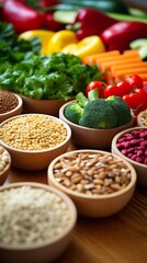 A variety of fresh vegetables and grains