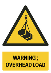 ISO warning safety signs_warning ; overhead load size a4/a3/a2/a1