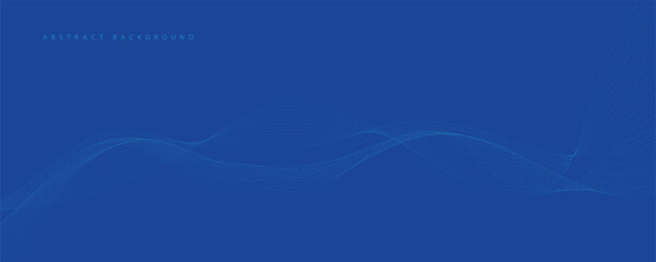 Vector abstract blue background with dynamic blue waves, lines and particles.	
