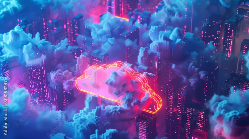 Poster the concept of elasticity in cloud computing, with resources seamlessly adjusting to workload change