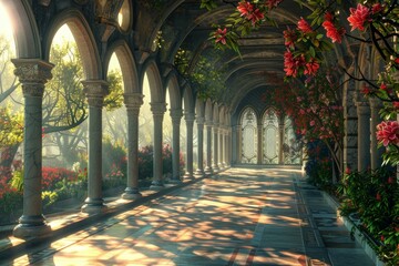 Fototapeta premium fantasy palace garden scenery