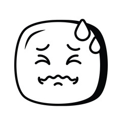 Painful expression, trendy icon of pain emoji, editable vector