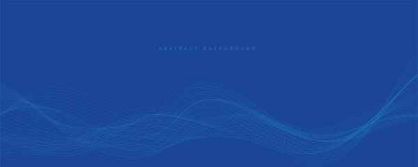 Vector abstract blue background with dynamic blue waves, lines and particles.	
