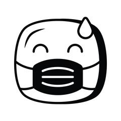 Ill emoji vector design, face mask on emoji face