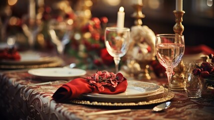 Fototapeta premium Ornate and lavish table setting fit for royalty