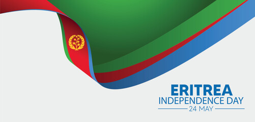 Eritrea Independence Day 24 May flag ribbon vector poster