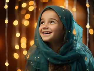 cute little girl celebrating ramadan festival