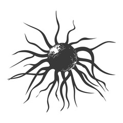 Obraz premium silhouette cancer cell full black color only