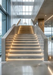 Fototapeta premium Modern concrete staircase with indirect lighting