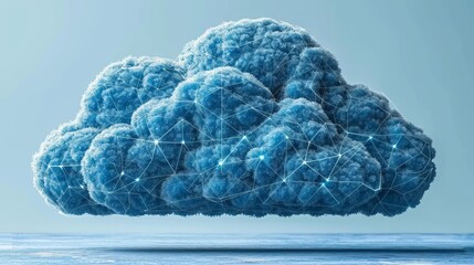 Digital futuristic imaginative illustration of technology cloud computing. Blue background. - Powered by Adobe