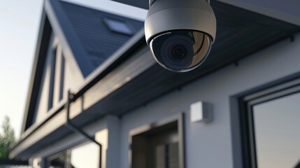 A discreet security camera installed above a homes entrance, part of a comprehensive system to enhance household safety