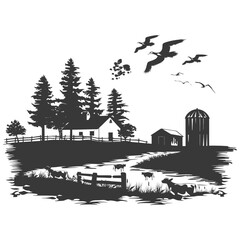 silhouette farm situation black color only