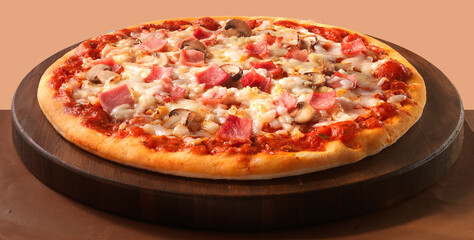 Pizza-Schinken, Champignons, Italien, Pizza, isoliert, 