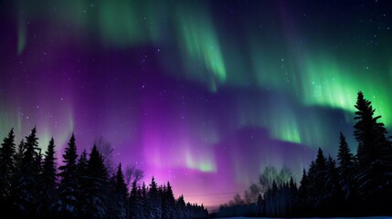 Aurora borealis or northern lights in the night sky