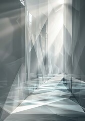Abstract futuristic sci-fi corridor with bright light at the end