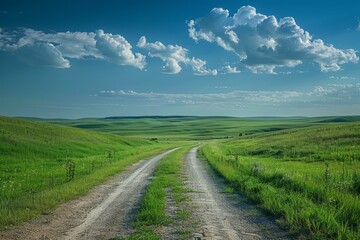 Fototapeta premium The road through the green hills