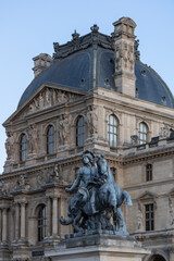 Sunset in Louvre Museum,  Pyramide du Louvre, Paris, France. 