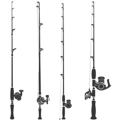 silhouette fishing rod collection set full black color only