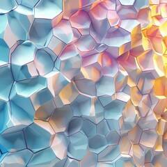 3D rendering of a colorful geometric surface with a rough texture