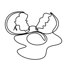 Broken egg line art drawing