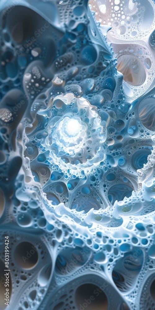 Fototapete blue and white abstract 3d rendering of an organic structure