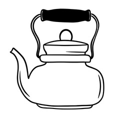 Old teapot kettle line art