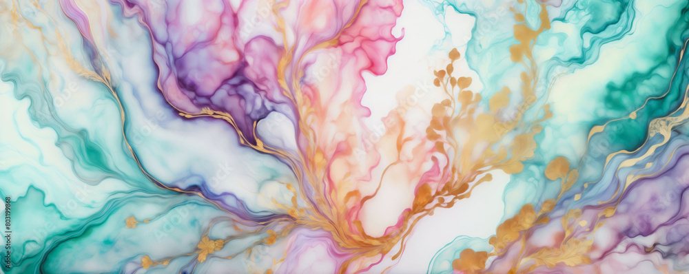Poster marble ink abstract art background - generative ai