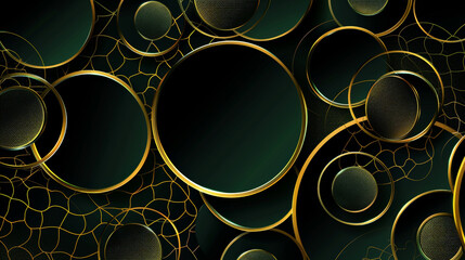 abstract background with circles, gold and green circls