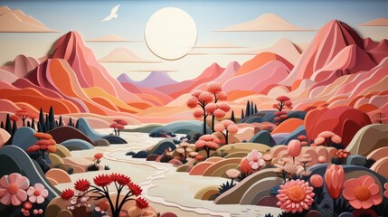 vibrant colors in a surreal landscape painting