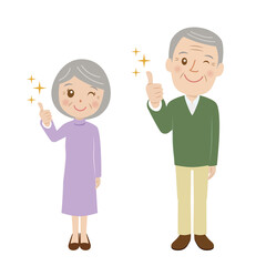 シニア夫婦、オーケー、グッド、かわいい