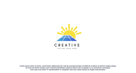 Solar panel logo design for renewable energy technology company vector illustration.