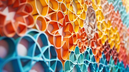 Colorful 3D paper flower wall sculpture