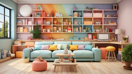 A rainbow of colors in a child's room