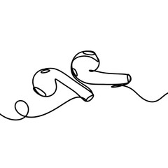 Wireless earbuds one line art