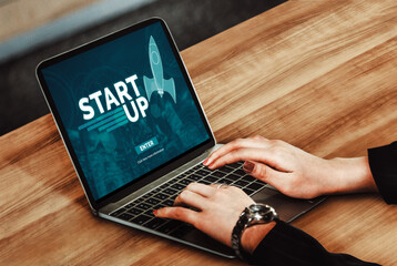 Start Up Business of Creative People Concept - Modern graphic interface showing symbol of...