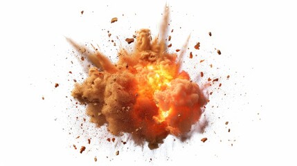 Fiery explosion on a white background